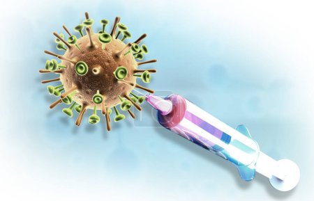 Téléchargez les photos : Seringue avec coronavirus covid-19. Illustration 3d - en image libre de droit