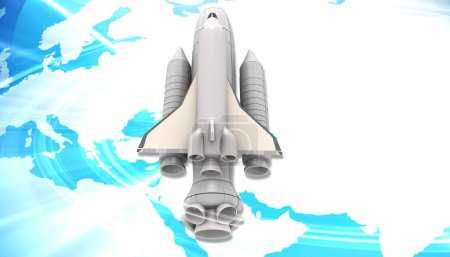 Foto de Nave espacial en la tierra. ilustración 3d - Imagen libre de derechos