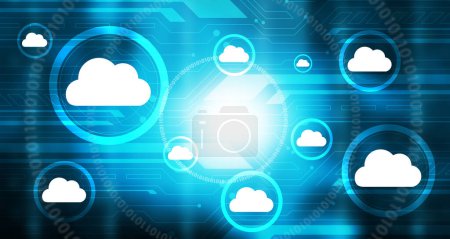 Téléchargez les photos : Cloud computing. concept de réseau de communication. Illustration 3d - en image libre de droit