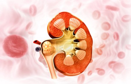 Photo for Human kidney, kidney stone, anatomy. 3d illustration - Royalty Free Image