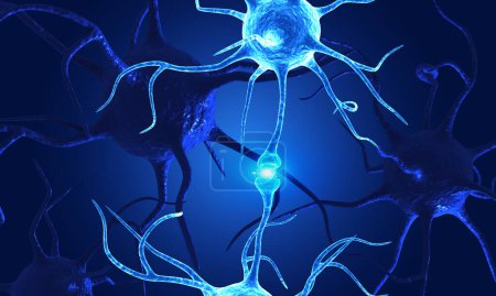 Foto de Células neuronales sobre fondo aislado. ilustración 3d - Imagen libre de derechos