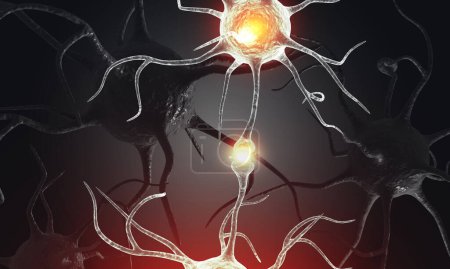 Foto de Células neuronales sobre fondo aislado. ilustración 3d - Imagen libre de derechos