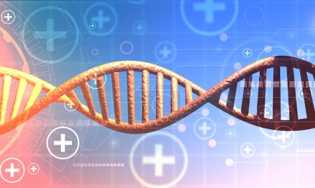 Foto de Estructura del ADN en el fondo médico abstracto. ilustración 3d - Imagen libre de derechos