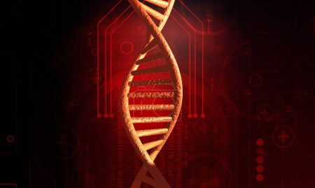Photo for DNA structure on abstract technology background. 3d illustration - Royalty Free Image