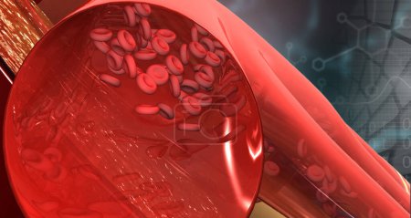 Photo for Red blood cells in vessel. 3d illustration - Royalty Free Image