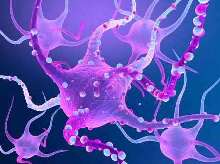 Photo for Neuron cell on isolated background. 3d illustration - Royalty Free Image