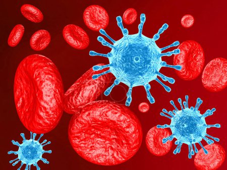 Téléchargez les photos : Covid-19, épidémie de coronavirus, virus de l'hépatite, virus grippal H1N1, sida. Fond abstrait de virus. Illustration 3d - en image libre de droit