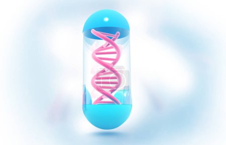 Photo for DNA strand in medicine pills. 3d illustration - Royalty Free Image