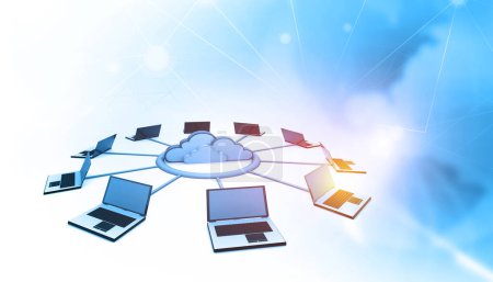 Photo for Cloud computing network.3d illustration - Royalty Free Image