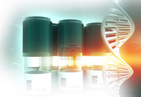 Photo for Lab test tube with DNA strand. 3d illustration - Royalty Free Image