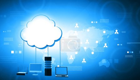 Photo for Cloud networking concept background. 3d illustration - Royalty Free Image