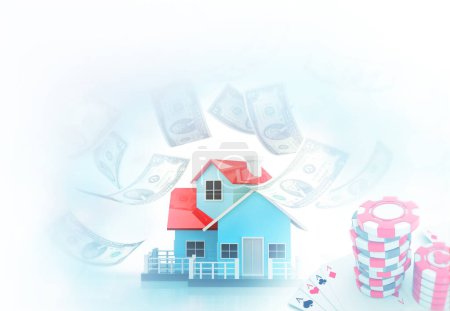 Photo for House with dollar notes. 3d illustration - Royalty Free Image