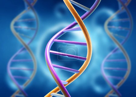 Téléchargez les photos : Structure de l'ADN sur fond scientifique. Illustration 3d - en image libre de droit