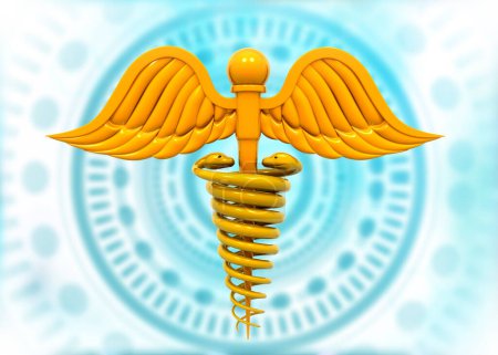 Photo for Caduceus symbol on tech background. 3d illustration - Royalty Free Image