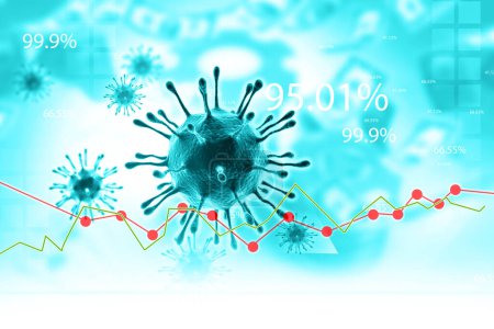 Téléchargez les photos : Virus Corona avec graphique boursier. Illustration 3d - en image libre de droit