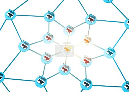 Photo for Computer networking diagram. Computer Network and internet communication concept. 3d illustration - Royalty Free Image
