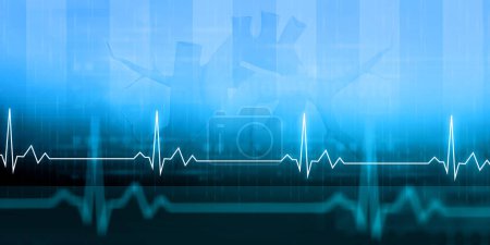 Photo for Heart ecg background. Abstract medical background. 3d illustration - Royalty Free Image