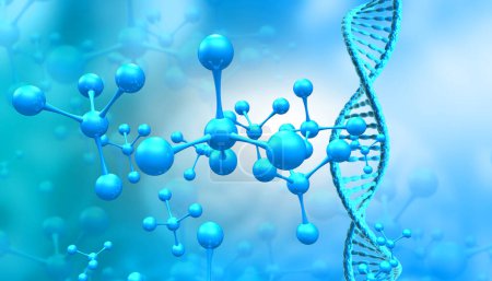 Foto de Cadenas de ADN estructuras moleculares. ilustración 3d - Imagen libre de derechos