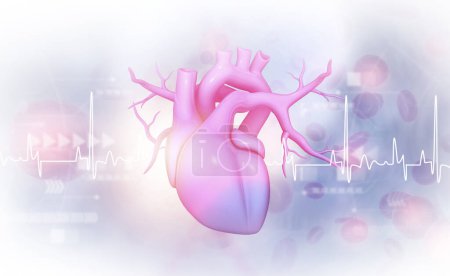 Téléchargez les photos : Anatomie cardiaque humaine avec graphique ECG. Concept médical. Illustration 3d - en image libre de droit