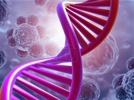 Téléchargez les photos : Brins d'ADN sur fond médical. Illustration 3d - en image libre de droit