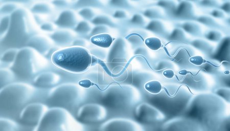 Photo for Moving human sperm. 3d illustration - Royalty Free Image