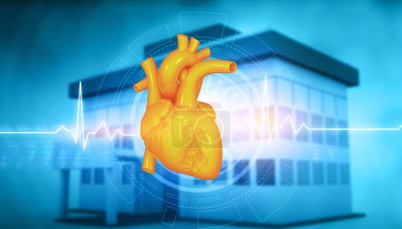 Photo for Human heart on hospital background. 3d illustration - Royalty Free Image