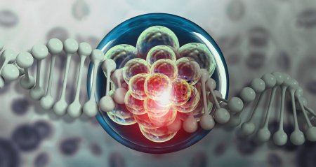 Foto de Células virales con estructura de ADN. ilustración 3d - Imagen libre de derechos
