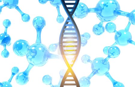 Foto de Fondo de moléculas de ADN. ilustración 3d - Imagen libre de derechos