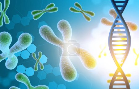 Foto de Cromosoma con ADN. ilustración 3d - Imagen libre de derechos
