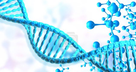 Photo for DNA moliculs on scientific background. 3d illustration - Royalty Free Image