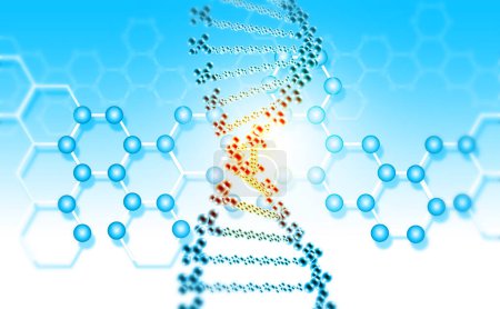 Foto de Molículos de ADN con antecedentes científicos. ilustración 3d - Imagen libre de derechos