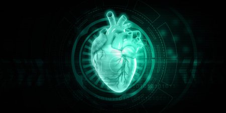 Téléchargez les photos : Anatomie cardiaque humaine avec ecg fond. Illustration 3d - en image libre de droit
