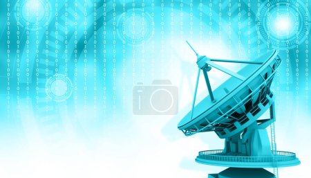 Foto de Antena antena parabólica de comunicación. fondo de tecnología moderna. ilustración 3d - Imagen libre de derechos