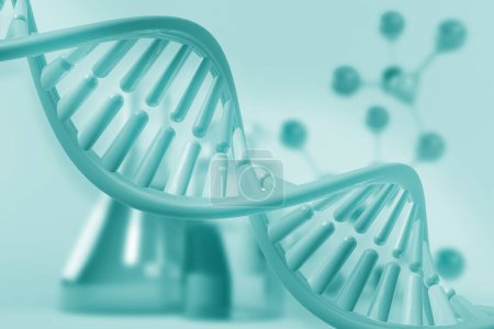 Photo for DNA structure on scientific background. 3d illustration - Royalty Free Image
