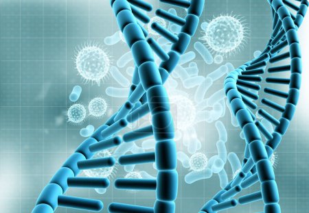 Téléchargez les photos : Volet ADN sur fond scientifique. Illustration 3d - en image libre de droit