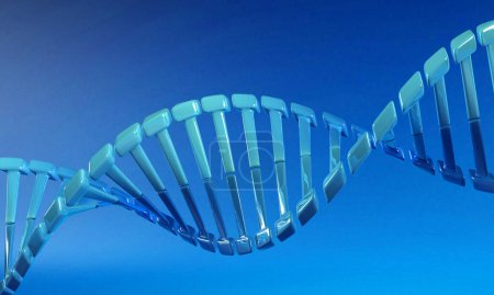 Foto de Hilo de ADN sobre fondo azul. ilustración 3d - Imagen libre de derechos
