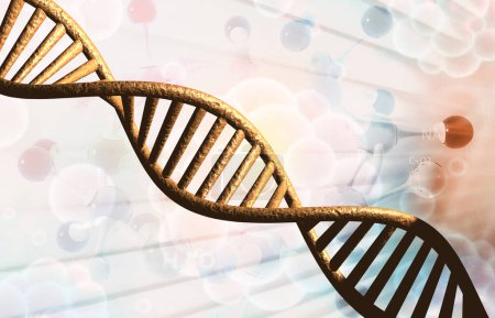 Foto de Hilos de ADN con antecedentes científicos. ilustración 3d - Imagen libre de derechos