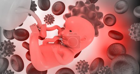 Photo for Fetus on scientific background. 3d illustration - Royalty Free Image