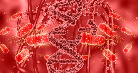 Photo for Human DNA on scientific background. 3d illustration - Royalty Free Image
