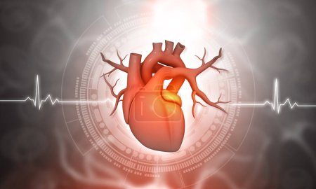 Téléchargez les photos : Anatomie cardiaque humaine sur fond scientifique. Illustration 3d - en image libre de droit