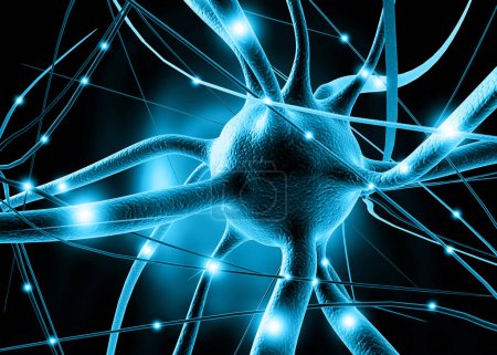 Nervenzellen signalisieren die Übertragung. 3D-Illustration