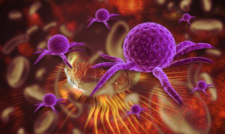 Células cancerosas. Ilustración digital 3d