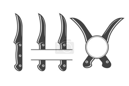 Knife Monogram vector, Knife Silhouette, Knife Vector, Restaurant Equipment, Clip Art, Fork Spoon and Knife monogram, Vector, illustration