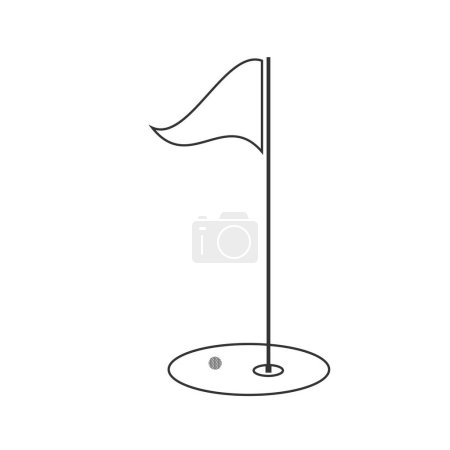 Illustration for Golf Flag Line Art, Golf  Vector, Golf  illustration, Sports Vector, Sports Line Art, Line Art, - Royalty Free Image