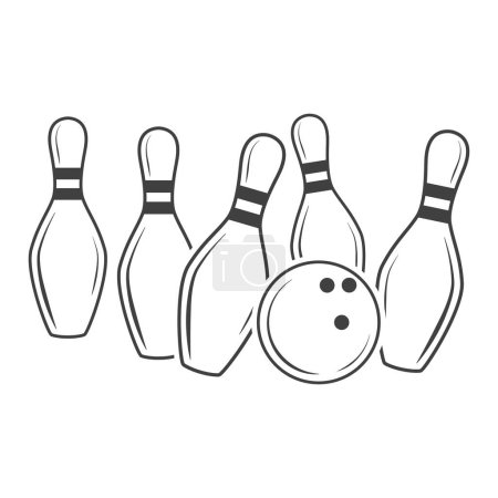 Illustration for Bowling Line Art, Bowling Outline Vector, Bowling Vector, Bowling illustration, Bowling Vector, Line Art, Outline, Sports illustration, Bowling, vector, Bowling silhouette, silhouette, Sports silhouette, Game vector, Game tournament, champions league - Royalty Free Image