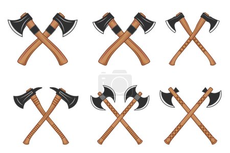 Illustration for Cross Axe Clipart Bundle, Cross Axe Vector Bundle, Cross Woodcutter Clipart, Woodsman Clipart Bundle, Worker elements, Labor equipment, Repair tools, Forest tools - Royalty Free Image