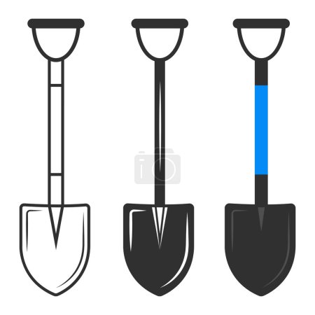 Illustration for Shovel Vector, Shovel Silhouette Vector,  Hardware Vector, Shovel Clipart, Shovel Outline, Worker elements, Labor equipment, Construction tools, Clipart, Garden tool - Royalty Free Image