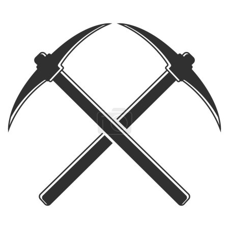 Cross Pick Axe Silhouette, Pick Axe Vector,  Worker elements, Labor equipment, Garden tool, Agriculture tool, Forest adventure