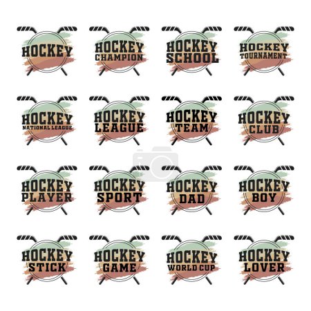 Illustration for Hockey Typography, Hockey, Sports illustration, Hockey, vector, Hockey silhouette, silhouette, Sports silhouette, Game vector, Hockey tournament, Hockey Tournament, champions league - Royalty Free Image
