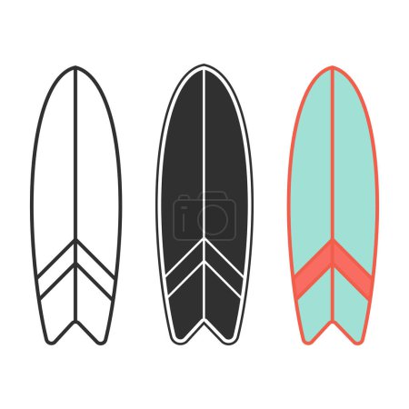 Téléchargez les illustrations : Surf board Vector, Surf Board Illustrations, Surf board clip art, Surf, Surf Board, Surf Silhouette, Silhouette, outline vector, Summer, Summer Elements, Summer holiday - en licence libre de droit